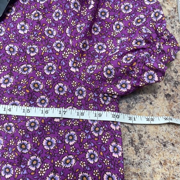 J Crew Factory Floral Print Puff-sleeve Blouse in Purple Sweet Size S - Picture 9 of 11